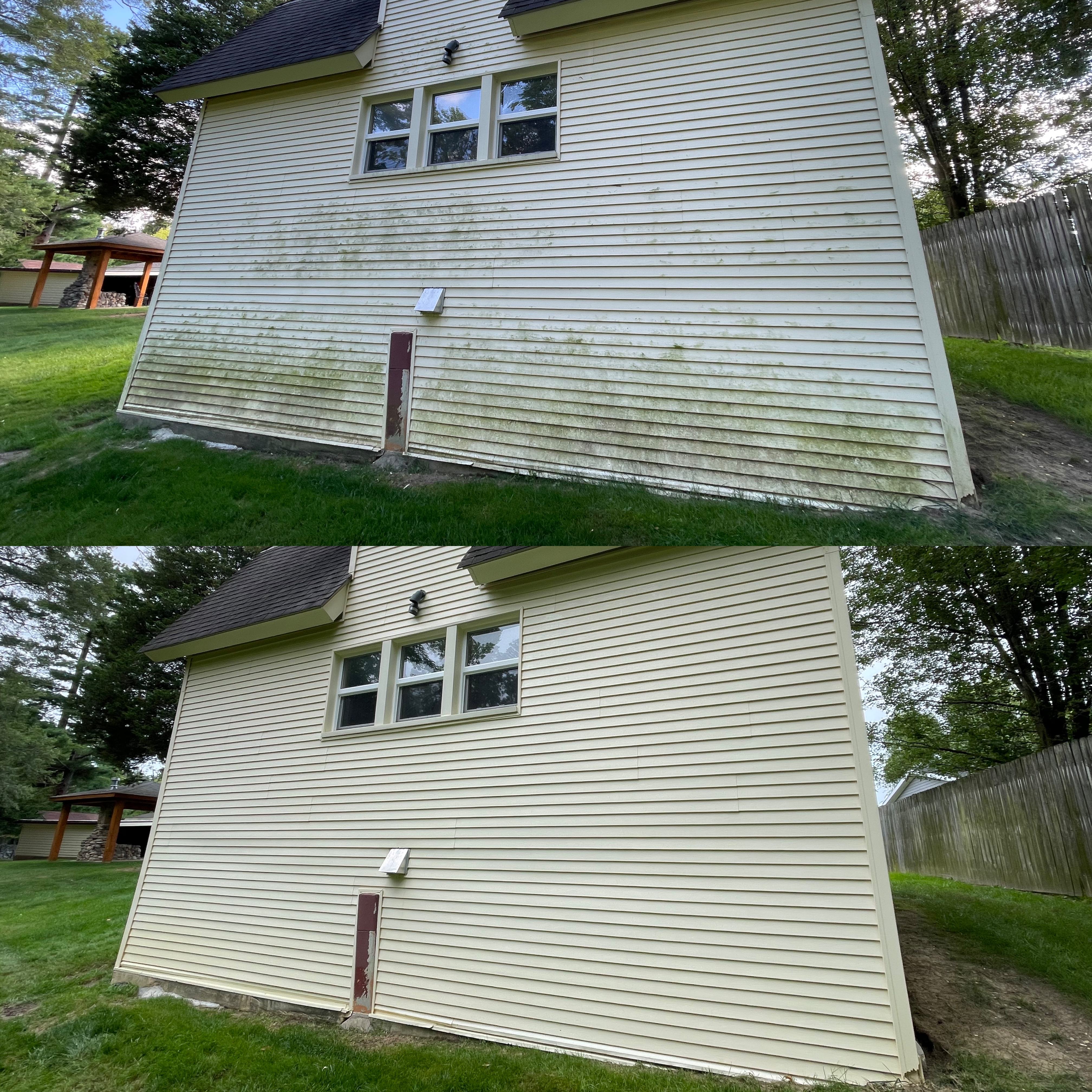 House Siding Cleaning Before & After